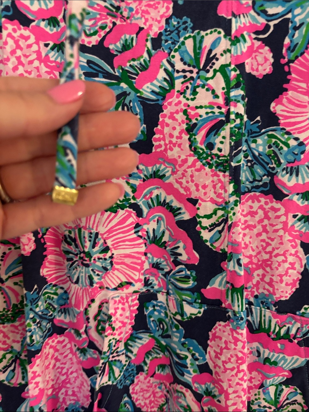 Lilly Pulitzer Pink & Blue Floral V-Neck Tunic - Picture 6 of 9
